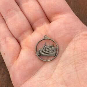 Vintage 925 Sterling Silver Cruise Ship Cut Out Pendant Bracelet Charm